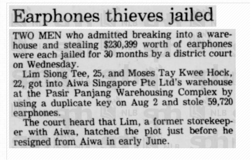 Earphones thieves jailed The Straits Times 1981.png