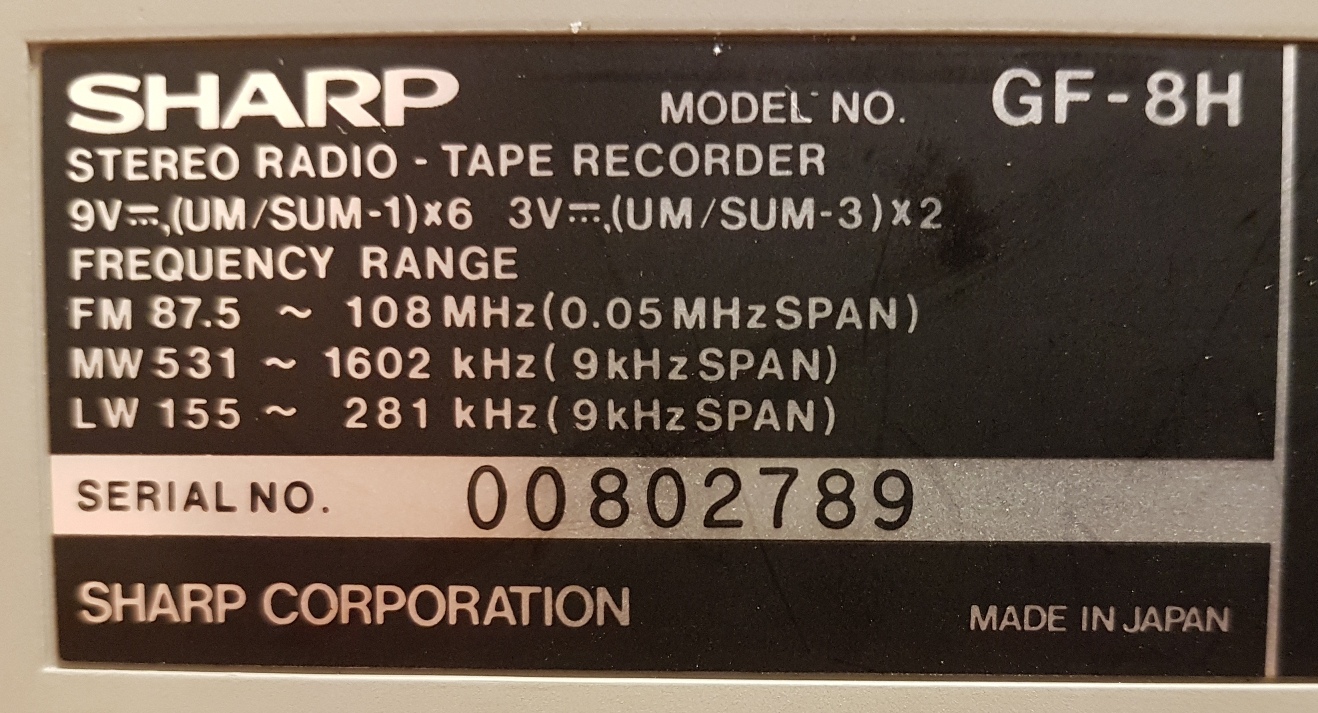 Sharp GF-8 Mini Stereo Radio Recorder - December 2018 (21).jpg